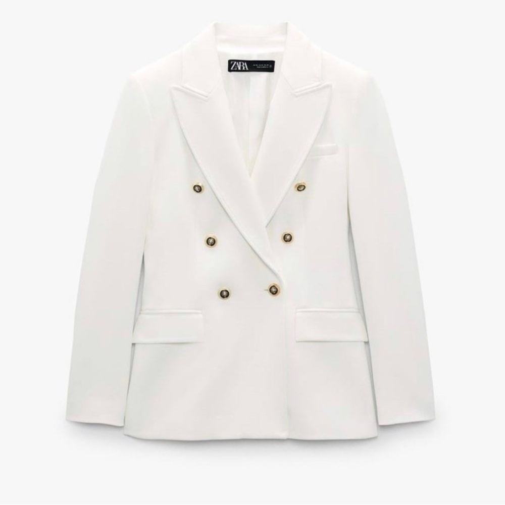 Zara Women's Double-Breasted white Blazer